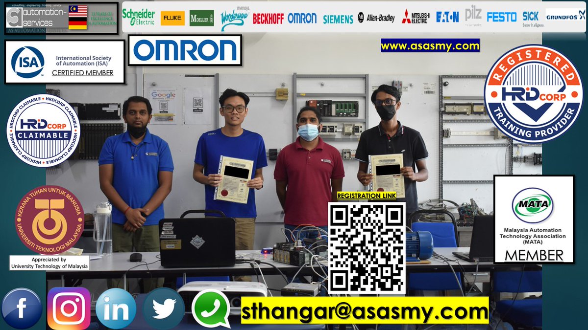 AutomationMy's tweet image. #OMRON, #ProgrammableLogicControllers ( #PLC ) #Training using #CXPROGRAMMER #Software + #HumanMachineInterface ( #HMI ). Basic to Advance Training, (5 Days). #skudai #malaysia #industrialautomation #hrdcorp #skilltraining #electrical #electronics : bit.ly/3VqyoW4