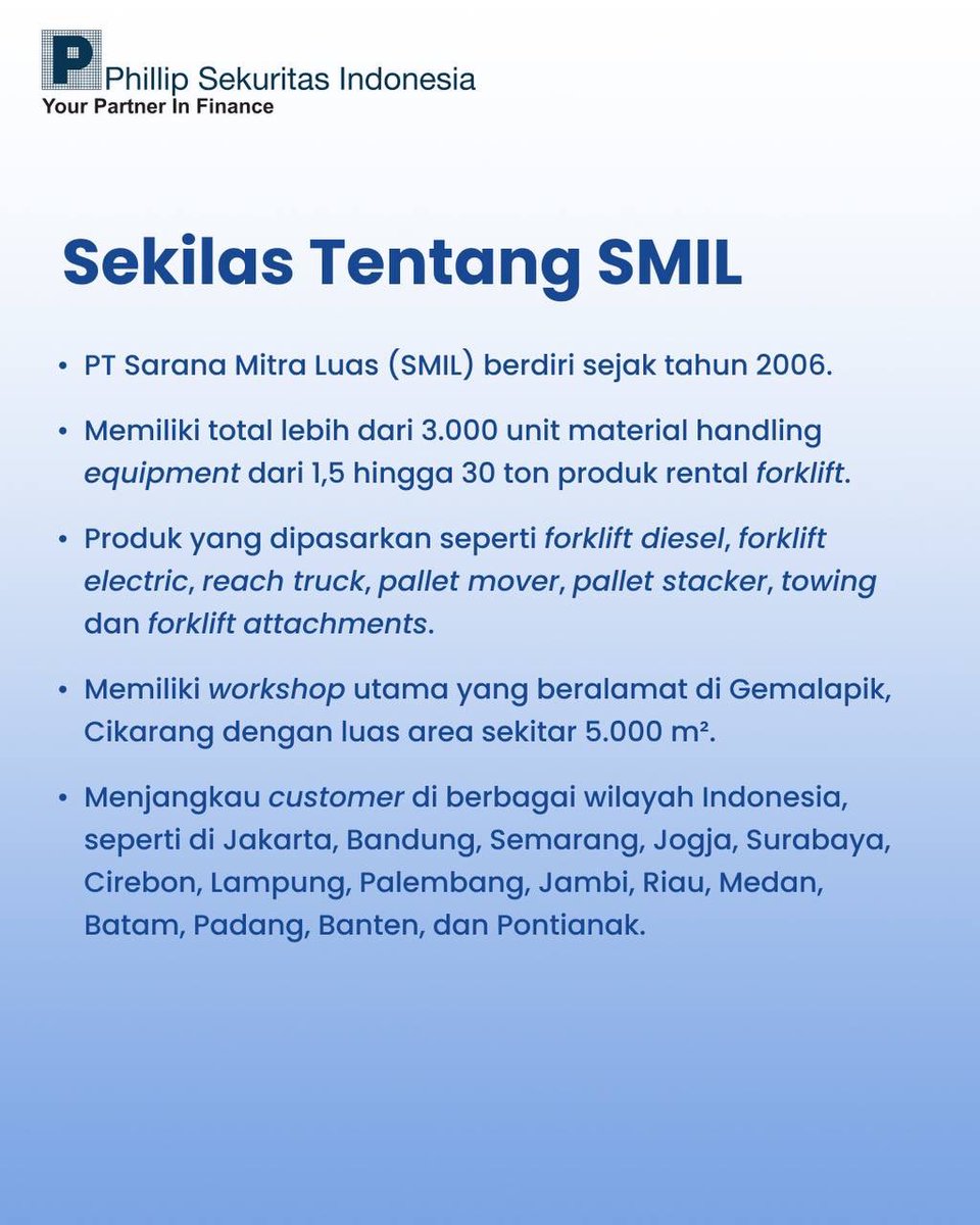 TalkToPhillip's tweet photo. Siap-siap, Perusahaan Rental Forklift terbesar di Indonesia ini IPO! ๐ฑ๐
Simak thread di bawah ini untuk informasi selengkapnyaโจ
#TalkToPhillip #DuitYangKerja #POEMS #InvestasiSaham #SahamIPO #IPOSaham https://t.co/VXuOmFglso