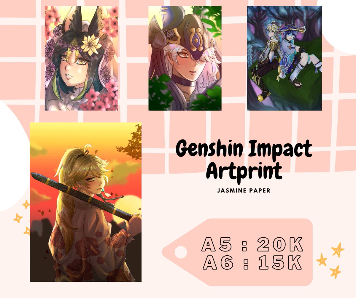 DimsumHalu's tweet photo. Artprint husbando Genshin Impact ini bisa kamu dapetin versi A5 dan A6. Ada diskon khusus untuk artprint Xiao sama Venti nih.

Yuk langsung DM aja buat booking. Stoknya terbatas banget ya >o<
#comifuro16 #comifuro16catalog #CF16 #GenshinImpact #artprint https://t.co/3wSaB9bhH6