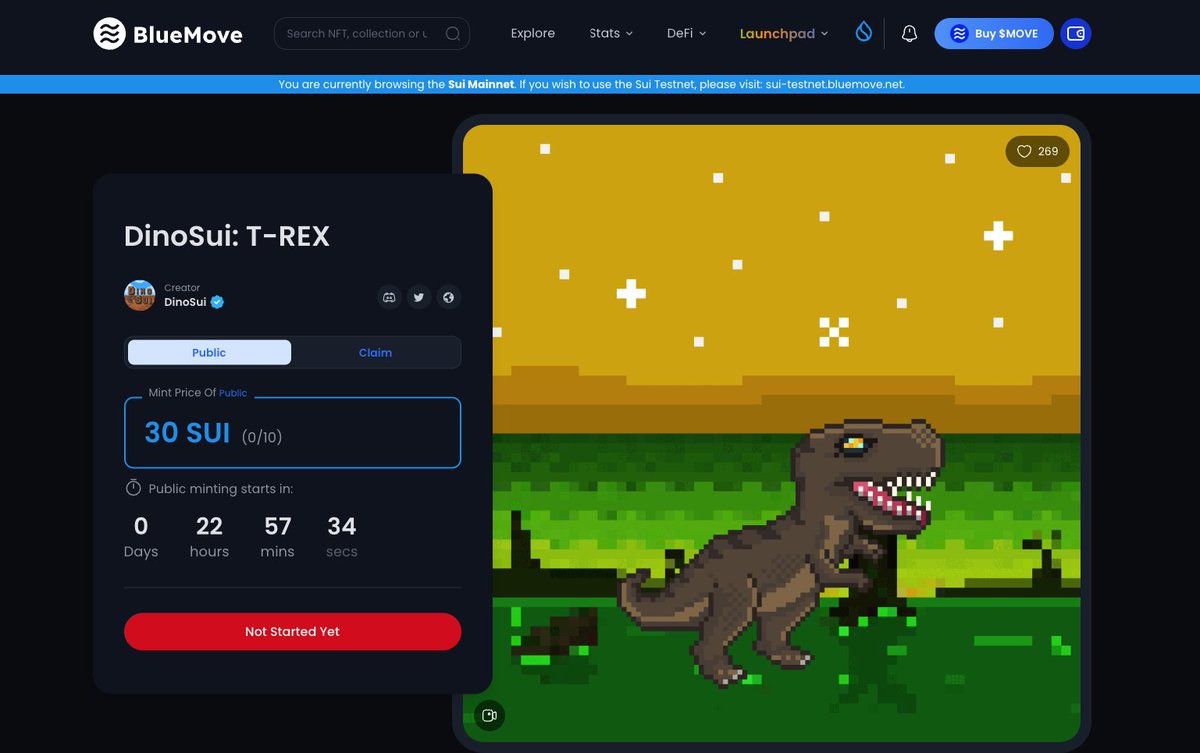DinoSuiNFT's tweet photo. ⏰1 day left to mint DinoSui: T-REX
Launchpad detail:
- Date: May 4th
- Time: 3 am UTC
- Price: $35 ( price by $SUI can be changed based on the SUI price)
- Launchpad: @BlueMove_OA 
More detail: https://t.co/tGjs70Atdh
Set your alarm and LFG #DinoS
#NFT #Sui https://t.co/on46XI55FP
