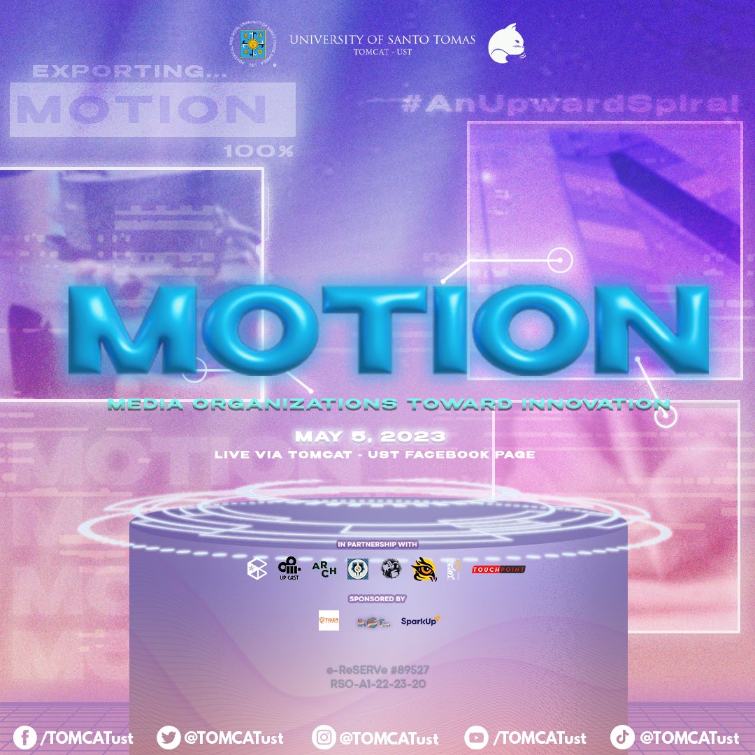 TOMCATust's tweet photo. The media is through a period of progressive development, bringing about inevitable changes. 

This May 5, #MOTION2023 is about to pave the way for the progression and innovation of the media landscape.

Be ready to embrace the transition of various ideals! 

#AnUpwardSpiral https://t.co/F8kxVYXKIh
