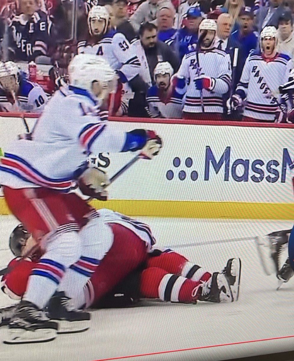 RunMetro's tweet image. Kane’s face after the trouba hit 😂😂🤣🤣 #hockey #NHL #nhlplayoffs2023 #rangersdevils