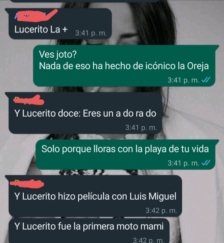alfxne29's tweet photo. Hoy una plática entre amigos sobre una película, terminó en que @LuceroMexico es #LaMas y le cambiamos al nombre del grupo a #Chispitas. Tuvimos mucho tiempo libre para hablar de #Lucero 🙊 https://t.co/Jjsowa6XGn