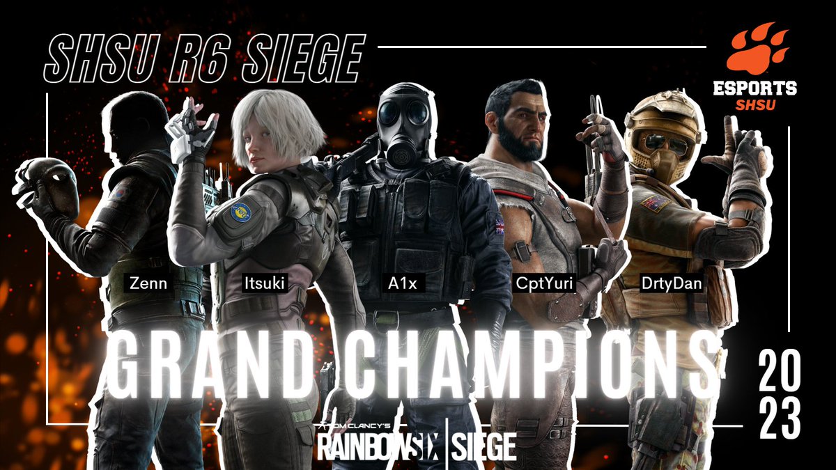 SHSUEsports's tweet photo. BEARKATS SWEEP!

Our R6 Siege team has just taken first place in the @neccgames GRAND FINALS without dropping A SINGLE MAP all season! A HUGE congratulations to these gentlemen tonight! WELL DONE BOYS 🫡🫡🧡🧡

#EatEmUpKats https://t.co/wGm6euCgqV