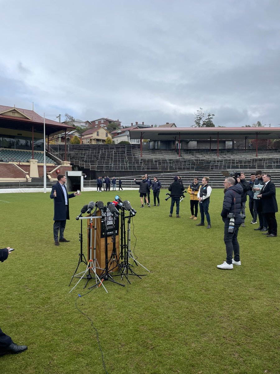 tubestubestubes's tweet photo. Preliminary media scrum for OUR Tasmanian side. The feeling here with some of Tasmania’s biggest footy names is pure joy. #Tassie https://t.co/3uIsqydDy0