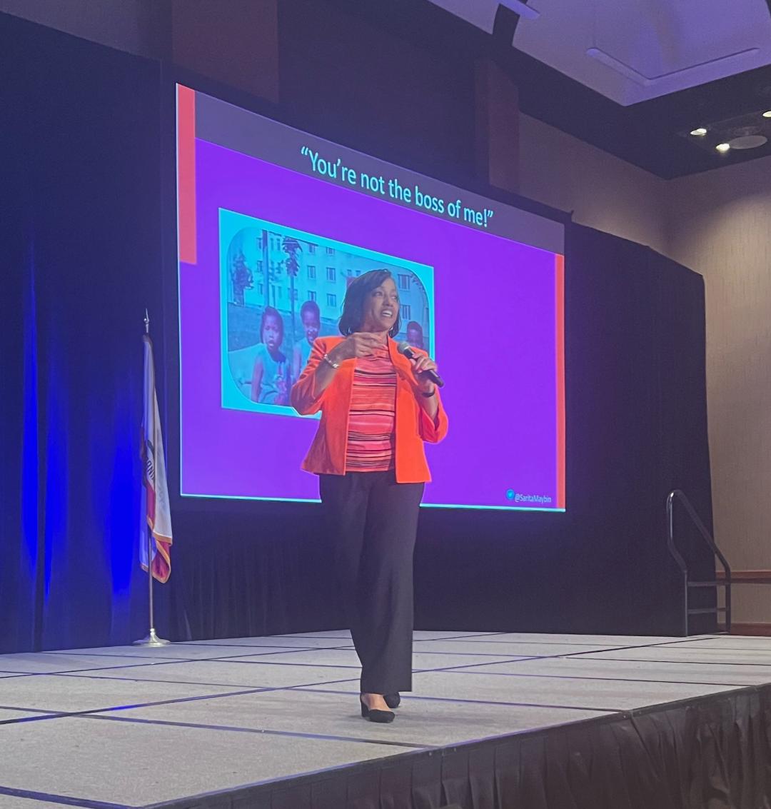 SaritaMaybin's tweet photo. So nice to be invited back as a keynote speaker for the California Child Support Directors Association conference!  Originally keynoted the 2014 conference. (#CSDA2023 pictured here.)
#keynotespeaker
#worktogetherbetter https://t.co/d7lIhFiZsV