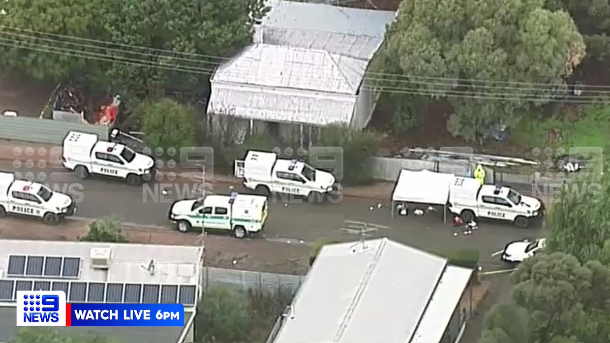 9NewsAdel's tweet photo. #DEVELOPING: Emergency services have rushed two police officers to hospital, after they were reportedly stabbed during a high-risk incident at Crystal Brook.

It's understood an offender may have been shot dead at the scene. #9News https://t.co/UOHD38jtQ4