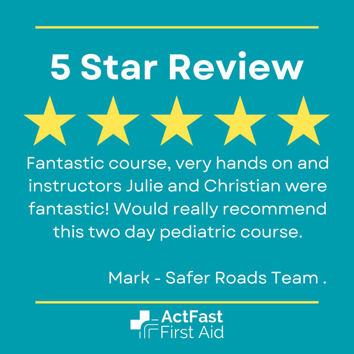 actfastfirst's tweet image. Our new Act Fast First Aid Instructors are getting great feedback from their recent #firstaid courses. 

Well done Julie and Christian! ⭐️⭐️⭐️⭐️⭐️

Contact me to book a first aid course with your team. 

#firstsid #firstaidtraining #schools

info@actfastfirst,co,uk