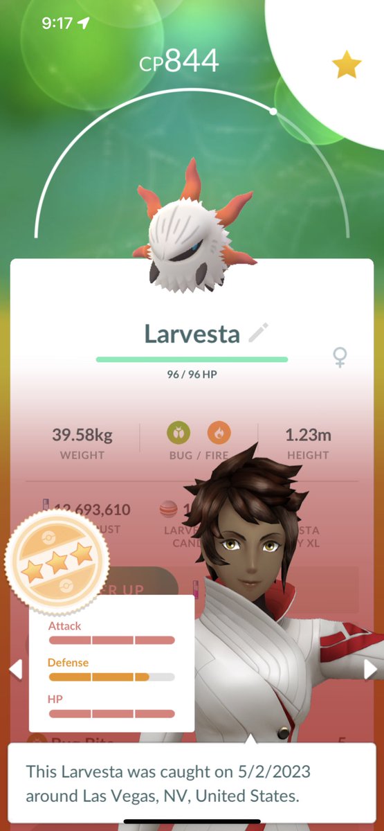 creativefunks's tweet image. Let’s go LARVESTA HATCH. Only took 42 eggs, not bad. 93% IV’s 

#egghunt #pokemongo #larvesta
