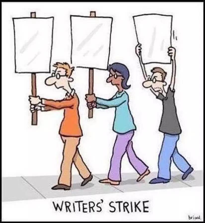 Solidarity with writers 💪🏼

Without writers, no tv shows, no movies

#PencilsDown #WritersOnStrike 

#IStandWithTheWritersGuild #WGA #WGAStrong #WGAonStrike #UnionStrong