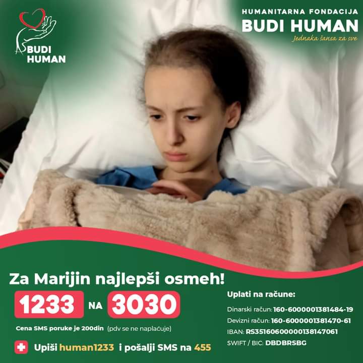 renata_katarina's tweet photo. LJUDI! Ovo dete u bolnici place od bolova! Ima samo 15g i bori se za život! Sestra joj je izgubila bitku sa tumorom,oca je izgubila (tatino srce nije izdrzalo gledajuci i drugo dete kako se pati)! Marija jos ima samo majku i nas! Zato vas sve molim 1233 na 3030 ili bar RT 🙏 https://t.co/UZmDdoQ1PA