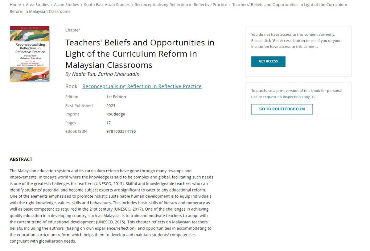 Ready for pre-order. Get yours with the discount below! routledge.com/9781032448435 #routledge #teachersbelief #curriculumreview #malaysianclassrooms