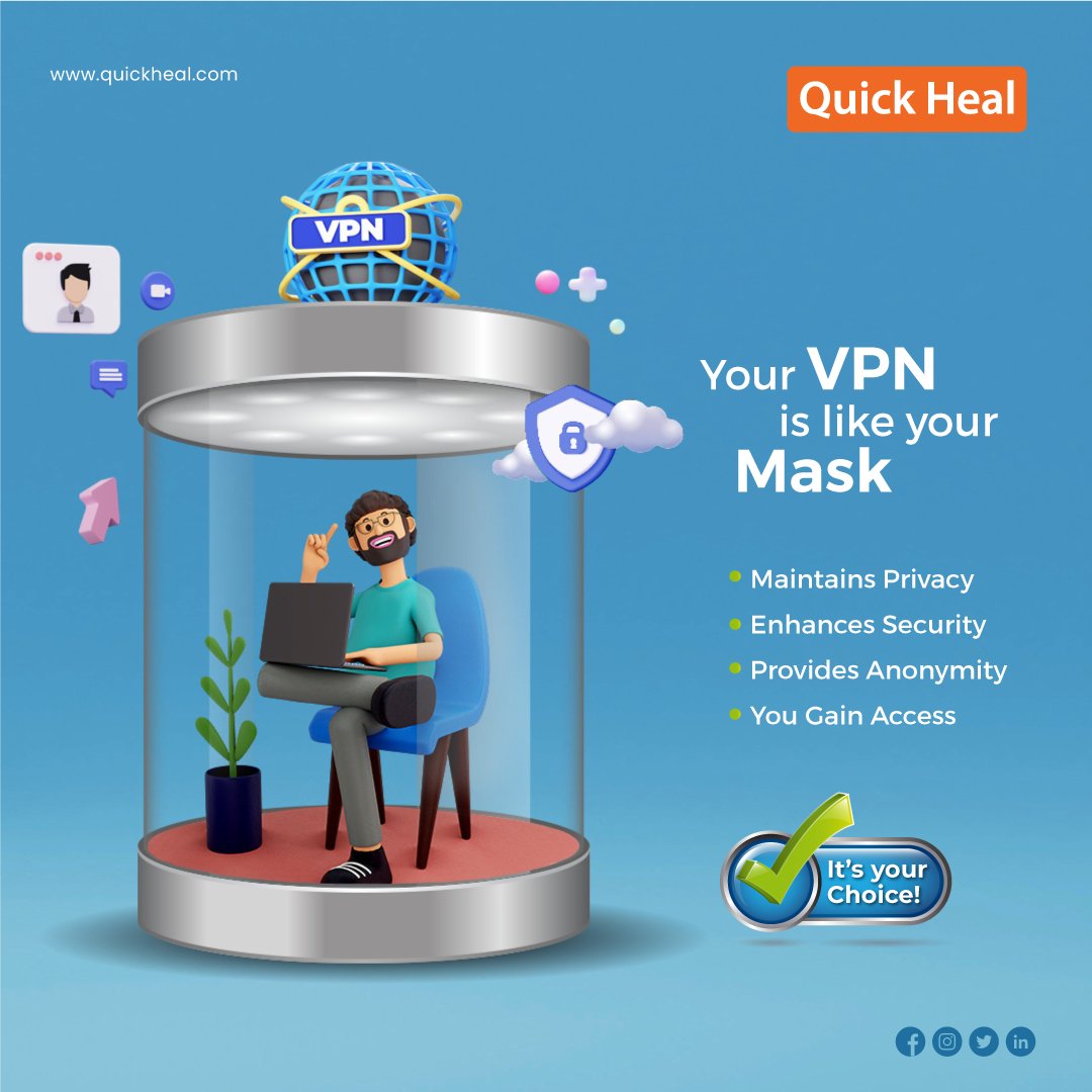 A #VirtualPrivateNetwork (VPN) shields your #digitalprivacy by encrypting your internet traffic and hiding your online activity from prying eyes. Keep your devices secured, your privacy intact and your data safe from #cyberthreats. Stay updated and protected with Quick Heal.