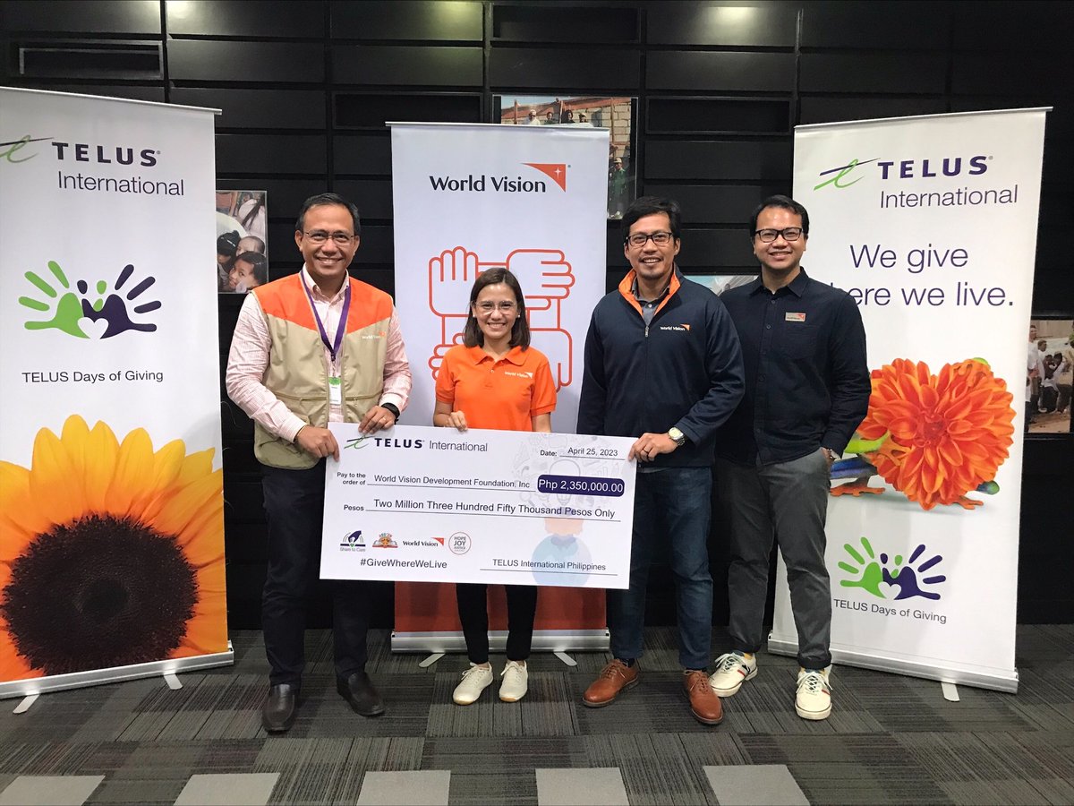 worldvisionph's tweet image. We are grateful to @TELUSint Philippines for their donation of PHP 2,350,000 through @DepEd_PH and #WorldVisionPH's Abutin Na10 program! 🏫🧡

Thank you so much for your unwavering support to Filipino children!

#GiveWhereWeLive #OneForChildren
#65YearsofHopeJoyJustice