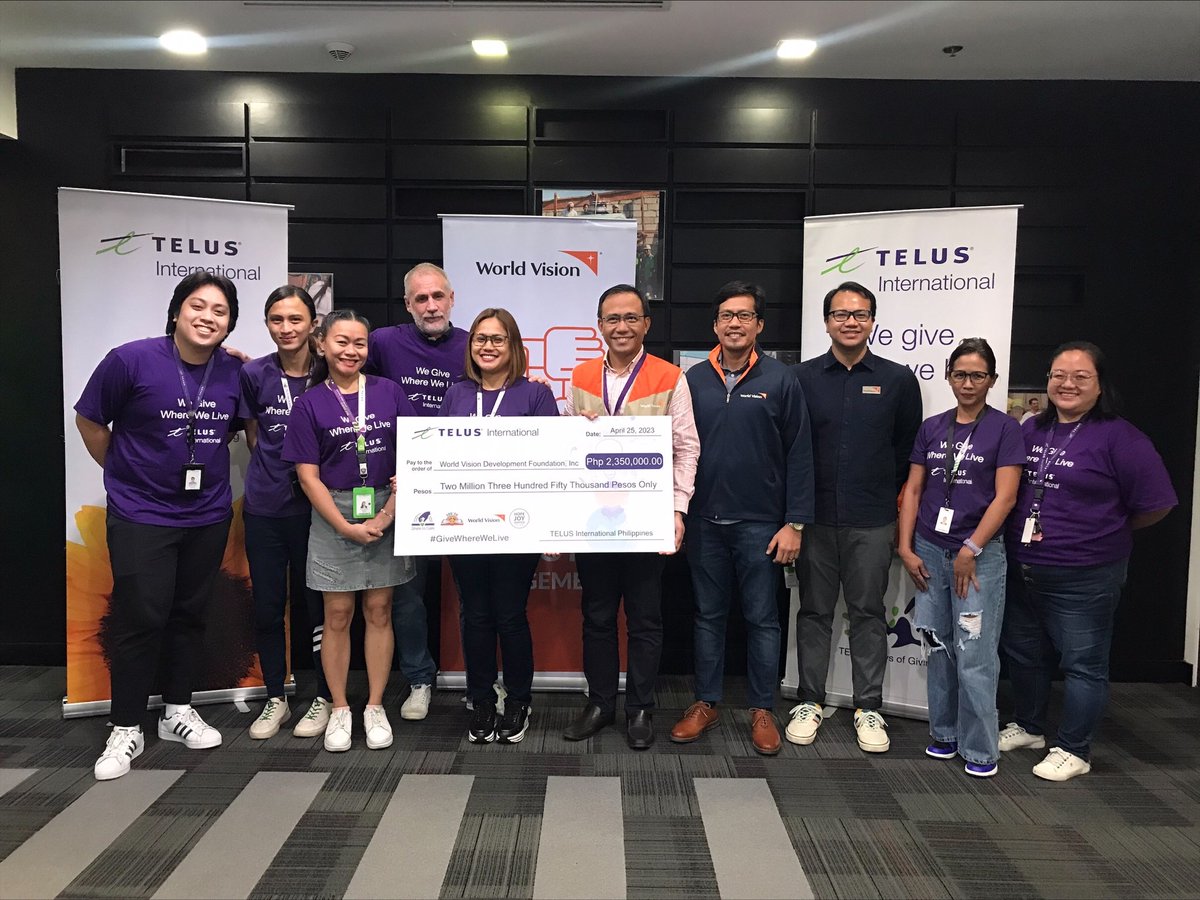 worldvisionph's tweet image. We are grateful to @TELUSint Philippines for their donation of PHP 2,350,000 through @DepEd_PH and #WorldVisionPH's Abutin Na10 program! 🏫🧡

Thank you so much for your unwavering support to Filipino children!

#GiveWhereWeLive #OneForChildren
#65YearsofHopeJoyJustice