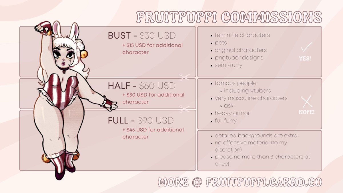 fruitpuppi's tweet photo. opening commissions for the first few months of summer! i could use some money to cover summer tuition and generally living expenses over the summer. https://t.co/iUY4HrQjnA