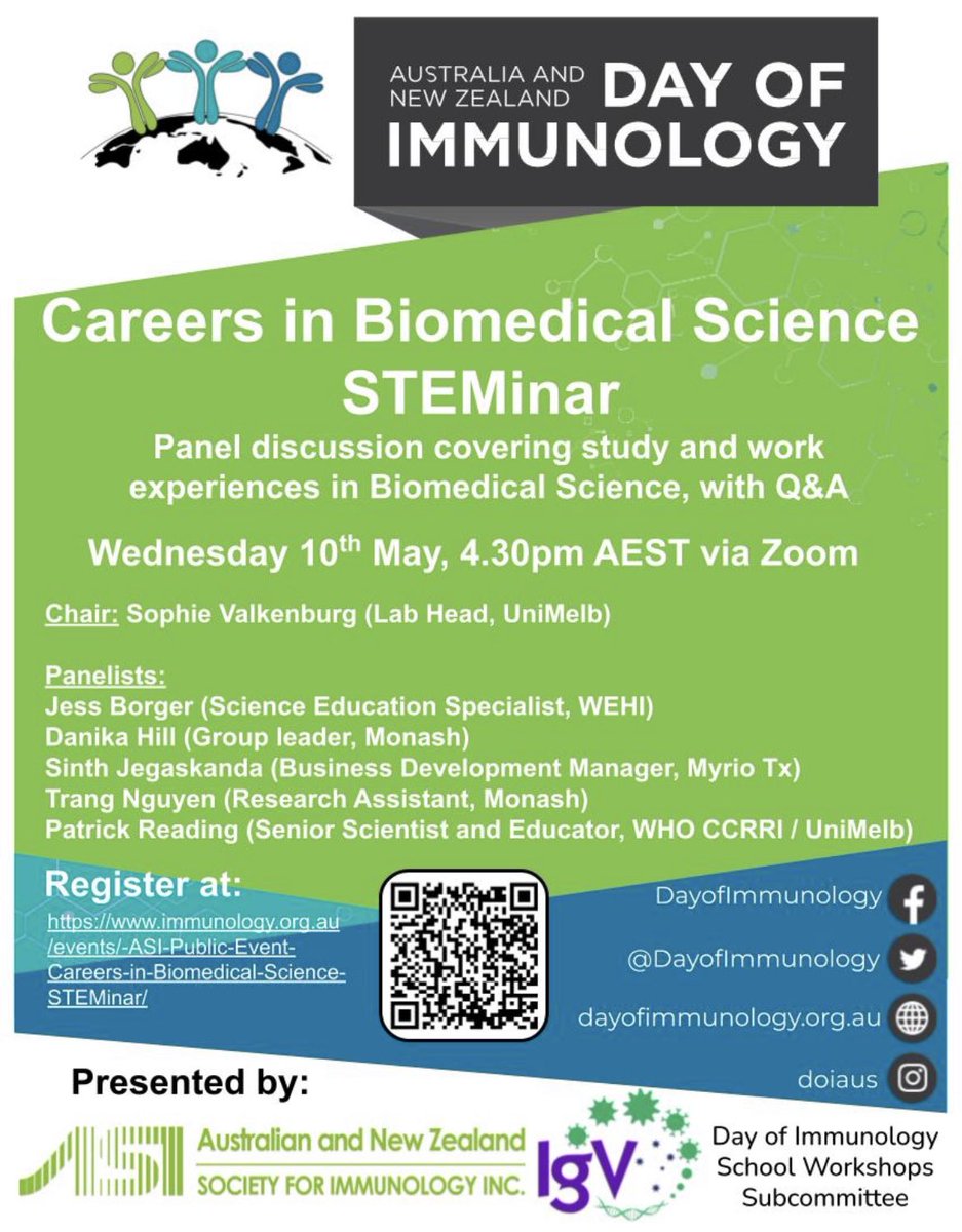 If you know any budding scientists in high school or undergrad, please pass this on! We have a stellar panel of immunologists sharing their education and career journeys. Register for free before next Monday.