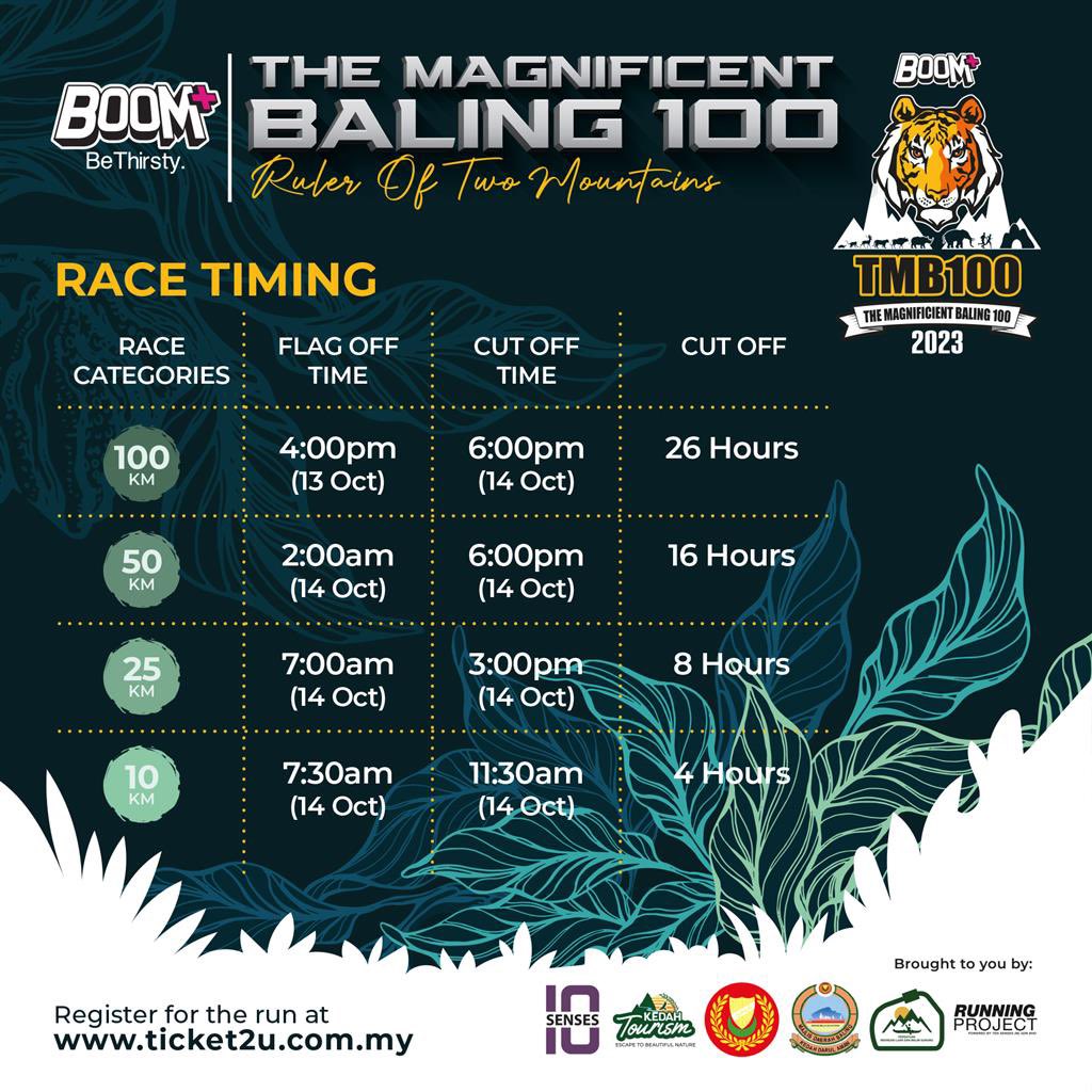 twtmarathon's tweet photo. π : The Magnificent Baling 100
π : Baling, Kedah
π
: 13 - 14 Oktober 2023
π : 10 km, 25 km, 50 km dan 100 km
Daftar : https://t.co/L65lvS91cq
#twtmarathon
#tmb100
#magnificentbaling https://t.co/zUdPUigUwe