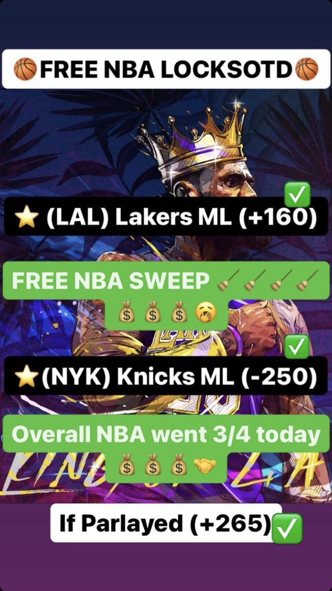 Locks OTD on Twitter "🏀FREE NBA LOCKS OTD🏀 🔥🧹ANOTHER FREE SWEEP🧹🔥 ⭐️