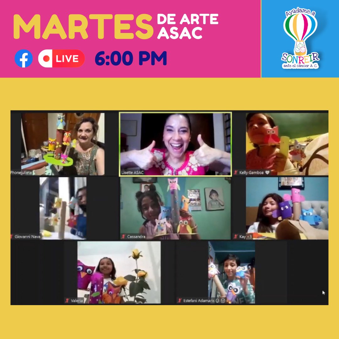 AyudameaSonreir's tweet photo. Hoy, además de aprender a crear una familia de búhos 🦉💖con #July, pasamos una tarde llena de entretenimiento y creatividad en #arteASAC🎨. 

¡L@s esperamos el próximo #martes para más diversión!

#CáncerInfantil #JóvenesConCáncer #familiaASAC #acompañamiento #ArteTerapia https://t.co/4Fb8TMd811