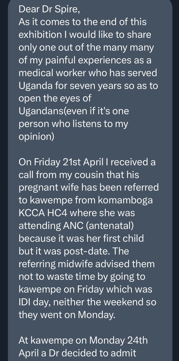 SpireJim's tweet photo. A health worker’s testimony about a tragedy at Kawempe hospital, and some recommendations 
#UgandaHealthExhibition https://t.co/IV75vG8fgC