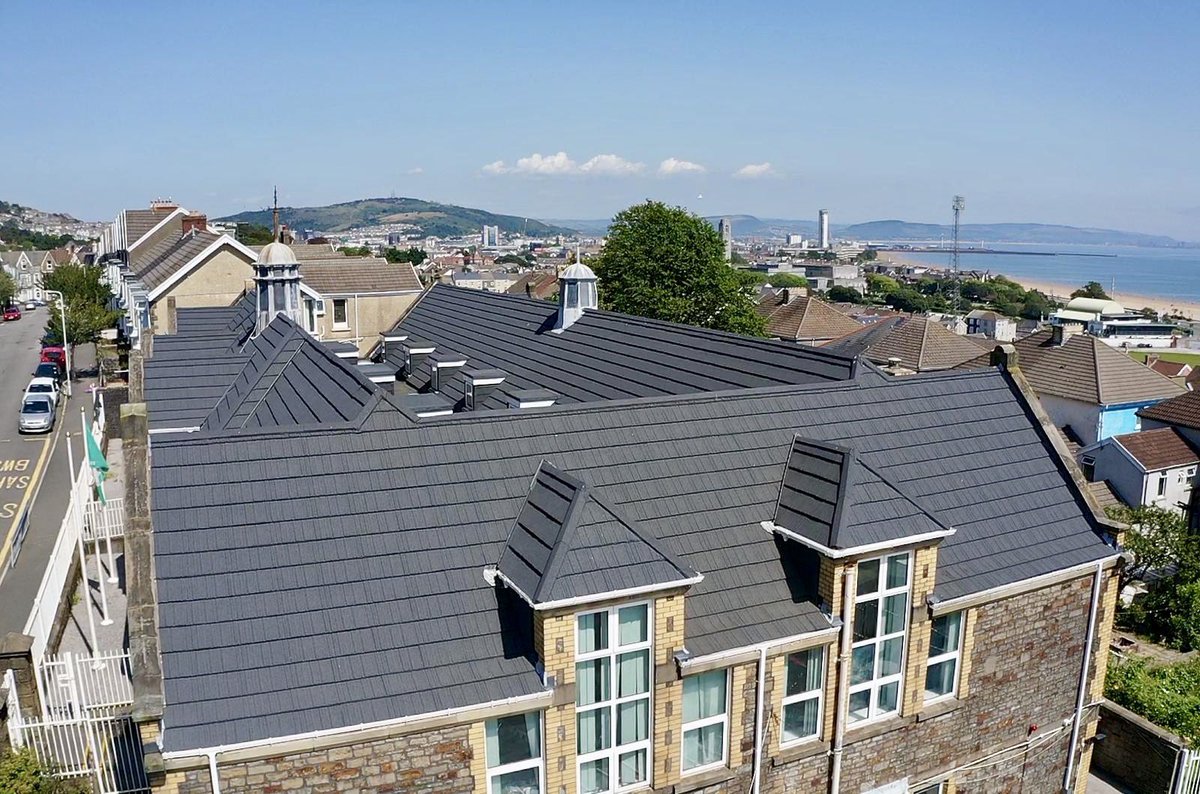Finished project of a lightweight metal roof in Swansea overlooking the beach 
#roofing