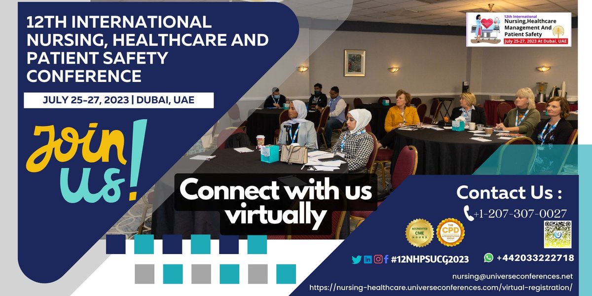 Now you can register your slot virtually at the #12NHPSUCG. Join us in Online from July 25–27, 2023, to take part
To register as a speaker, listener, or poster, please complete the following prerequisites in the linked page: …ng-healthcare.universeconferences.com/virtual-regist…

#nursingconference2023 #health