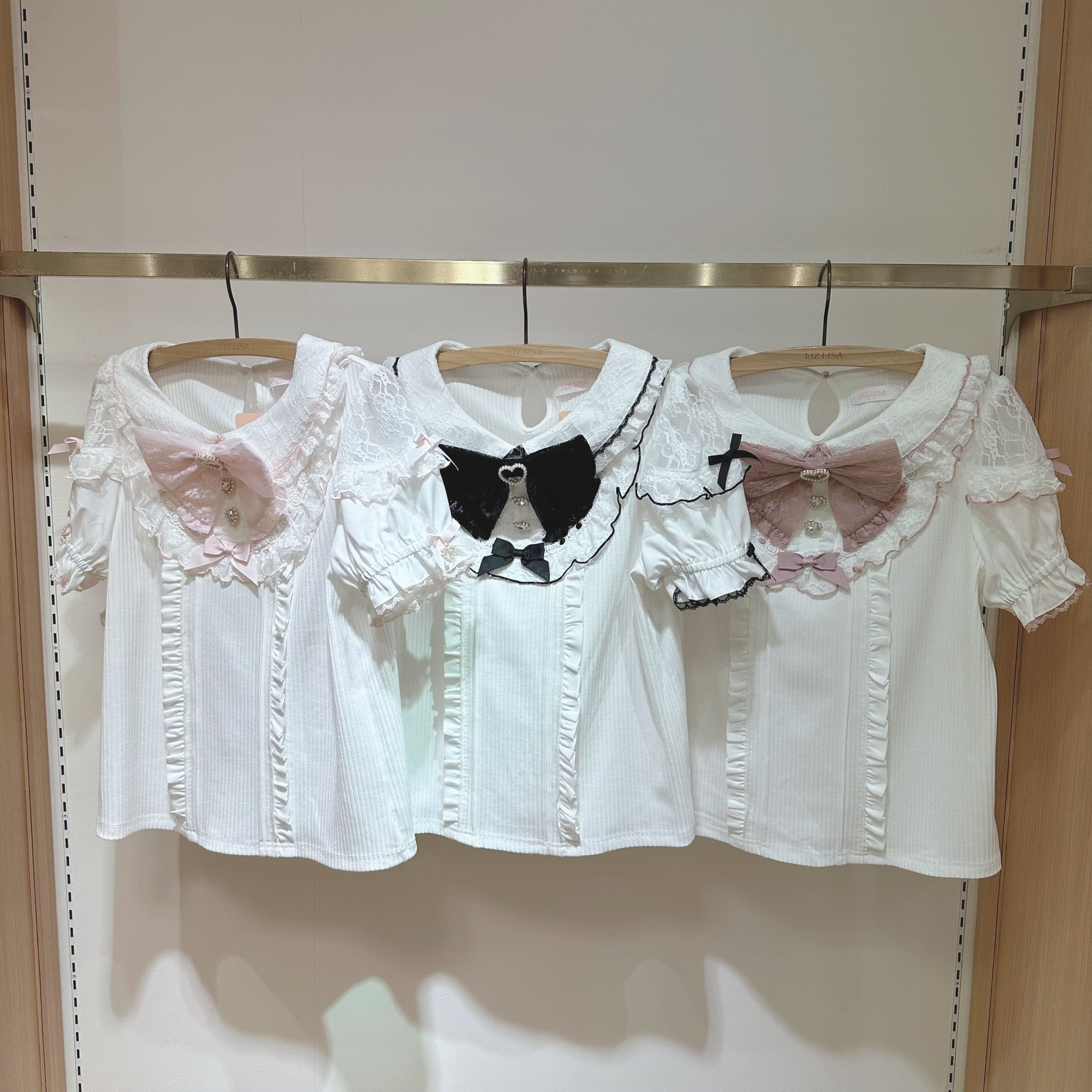 LIZLISA はしごレースハートカットトップス ブラック