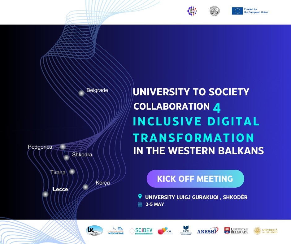 📣 Happy to see the result of our efforts to address challenges & opportunities of #digitaltransformation in #highereducation! Today, I'll share my two cents #AI in #Albania's education sector at the #Erasmusplus #U2SID Project kickoff #UniversityofShkodra 🇦🇱🇲🇪🇷🇸🇮🇹