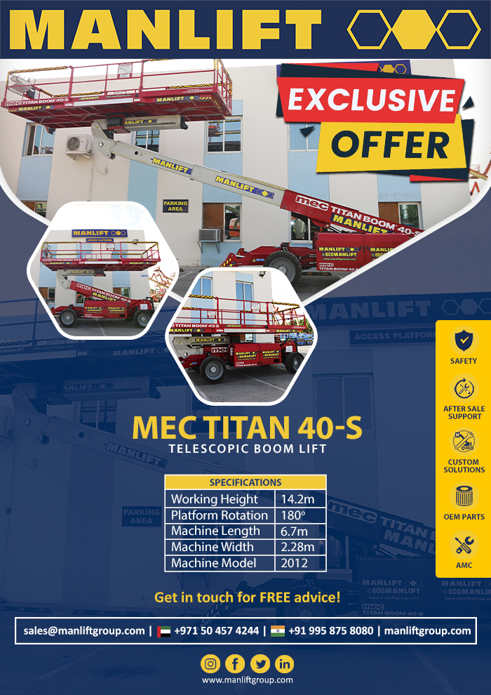 manliftgroup's tweet image. 𝗘𝘅𝗰𝗹𝘂𝘀𝗶𝘃𝗲 𝗼𝗳𝗳𝗲𝗿: Manlift is offering MEC Titan 40 Telescopic Boom Lift for Sale
Order now: bit.ly/3p3Ovgo

#ManliftGroup #usedmachine #MEC #titan40s #telescopicboomlift