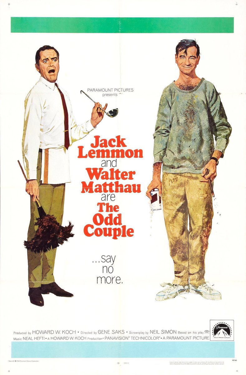 FilmNewsNos's tweet photo. 🎬MOVIE HISTORY: 55 years ago today, May 2, 1968, the movie 'The Odd Couple' opened in theaters!

#JackLemmon #WalterMatthau #HerbEdelman #JohnFiedler #DavidSheiner #LarryHaines #MonicaEvans #CaroleShelley #BillieBird #IrisAdrian #AngeliquePettyjohn #TedBeniades #BillBaldwin https://t.co/ePSKLlaNdH