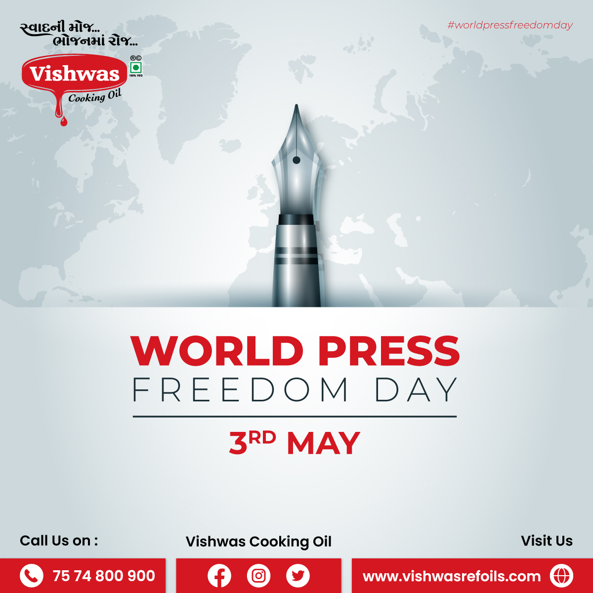 VishwasRefoil's tweet photo. #WorldPressFreedomDay
#WorldPress
#VishwasCookingOil
#vishwascottonseedoil
#vishwasgroundnutoil
#vishwassunfloweroil
#vishwaspalmoleinoil
#vishwascornoil https://t.co/W1dsWgiuAh