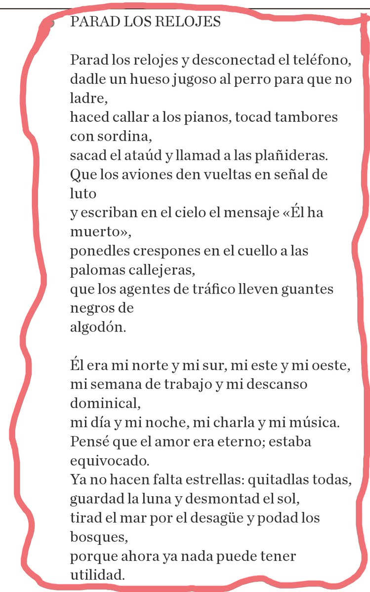 Porque o cine tamén educa, descubrín este poema de W. H. Auden en 'Catro vodas e un funeral' e case o aprendo de memoria, tamén en inglés 😍 #NiUnDíaSinPoesía #poetas #arte #HaceFaltaPoesía #poemas #WHAuden #amor #vida