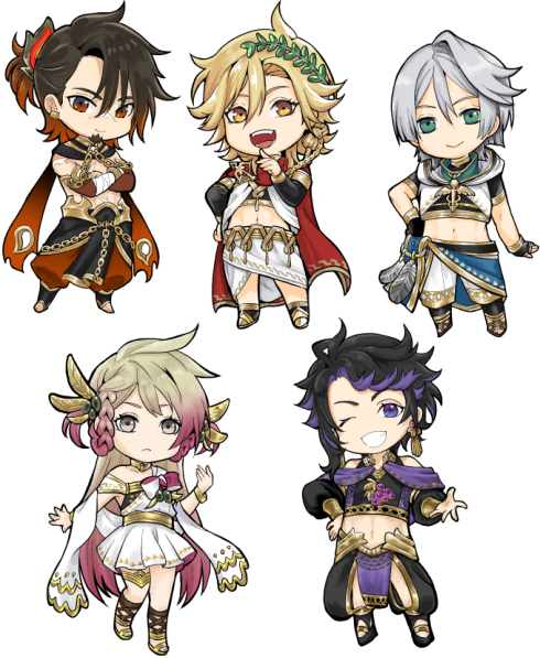 multiple boys chibi blonde hair black hair smile purple eyes 4boys  illustration images