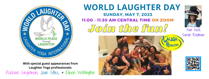 LaughHealthy1's tweet photo. #WorldLaughterDay is coming Sunday, May 7th! Join me as I #celebrate on Zoom with other #LaughterYoga Leaders 11 - 11:30 am Central time (9am Pacific - 10am Mountain - noon Eastern) #laughter #healthy #fun  Zoom link &amp; info here: All are welcome! https://t.co/p1jedfueXB https://t.co/sDEUhrP8M0