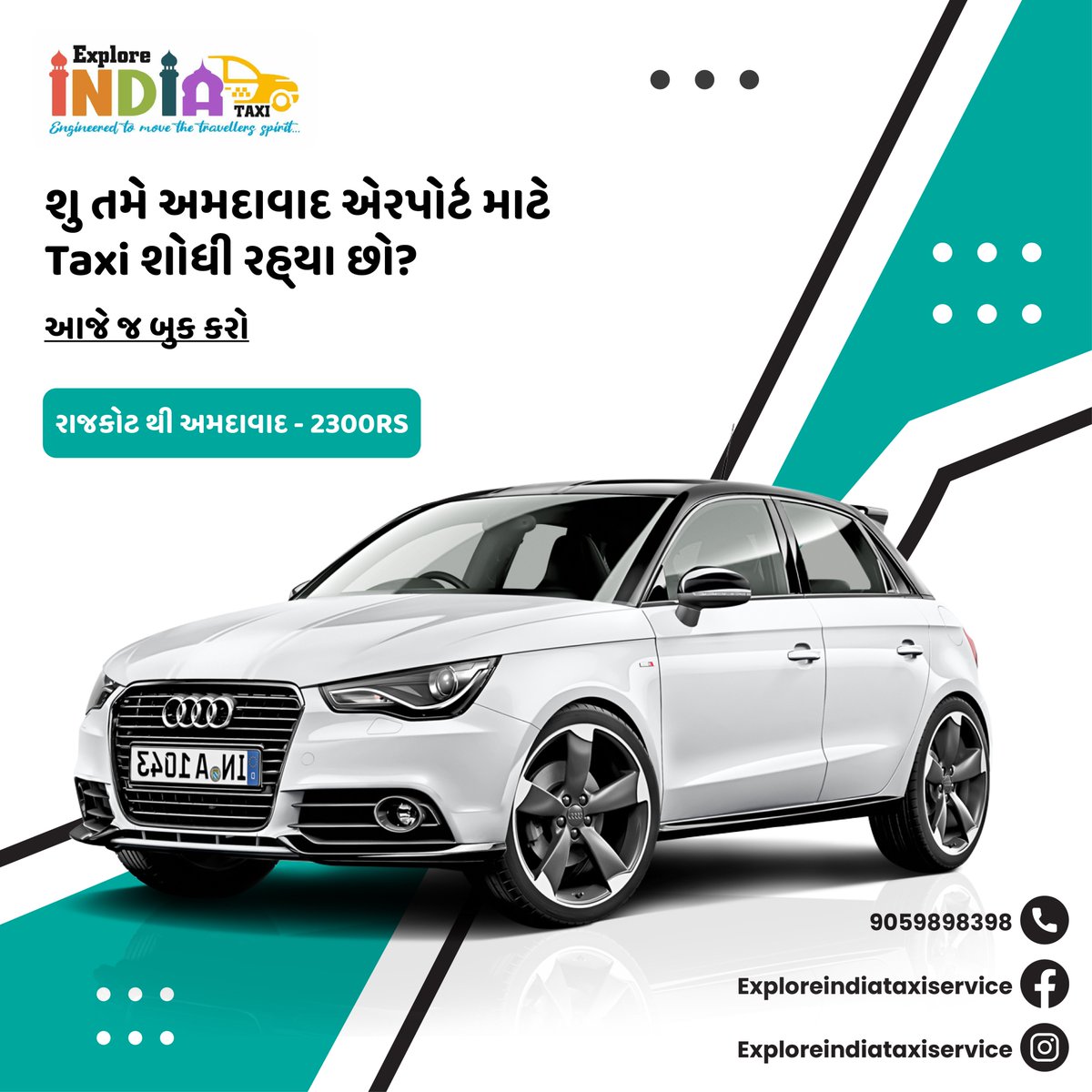 🚕Are you looking For Ahmedabad Airport Taxi?

✔️One Way Taxi available at Unbelivable price Sedan= 2300₹ Suv=3200₹ only

🌐exploreindiataxi.com

#Exploreindia #specialoffer #carrental #airporttaxi #onewaytrip #cabbooking #rajkottaxi #taxiservice