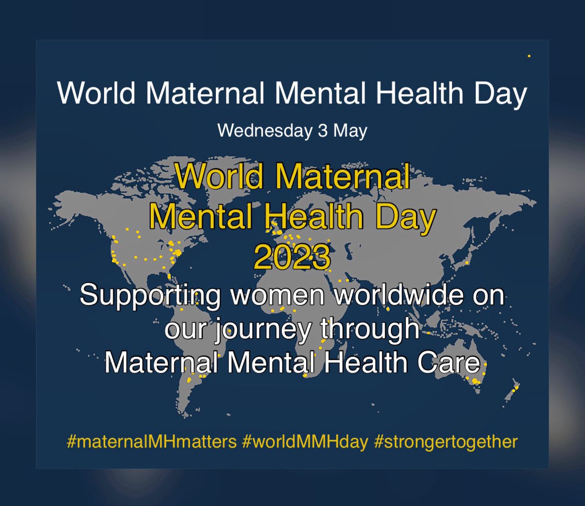 World Maternal Mental Health Day is here!!! There are so many amazing, events, webinars, blogs, fundraisers and Q&A's taking place today in aid of #worldmmhday Head to our website and click the global events page to find an event near you!!! #StrongerTogether #maternalmhmatters