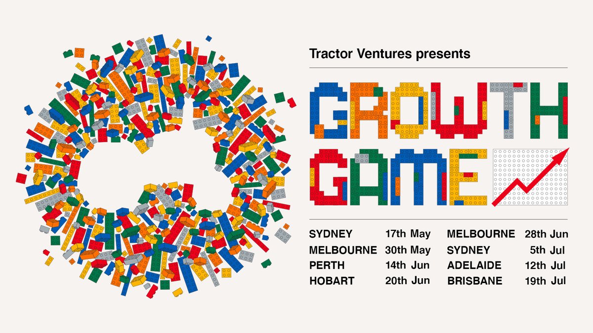 We just launched out our full Growth Game 2023 Tour, so we'll see you for trends commentary, socialising &amp; Lego: Adelaide, Brisbane, Hobart, Melbourne, Perth &amp; Sydney. 🚜📈
If you're thinking of fundraising, we think you might want to be there.
Full tour: eventbrite.com/cc/growth-game…