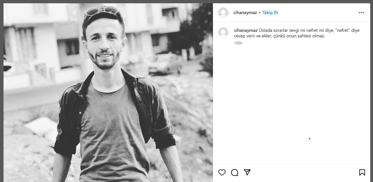 Tek sahte olmayan duygunuz nefret mi gerçekten? Cihan cevabı biliyordu sanırım; yaşadığı tek gerçekliği instagram sayfasından paylaşmıştı maalesef;  “Üstada sorarlar sevgi mi nefret mi diye, “nefret” diye cevap verir ve ekler; çünkü onun sahtesi olmaz…” #CihanAymaz
