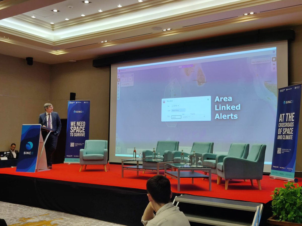 sinc2026's tweet photo. Our sponsor @aerospacelab_be gave a great example on how to spot illegal, unregulated and unreported fishing using their Maritime dashboard. It uses RF emission and alerts coast guards in near-real-time! #sinc2023 https://t.co/sC49xDBn6Q