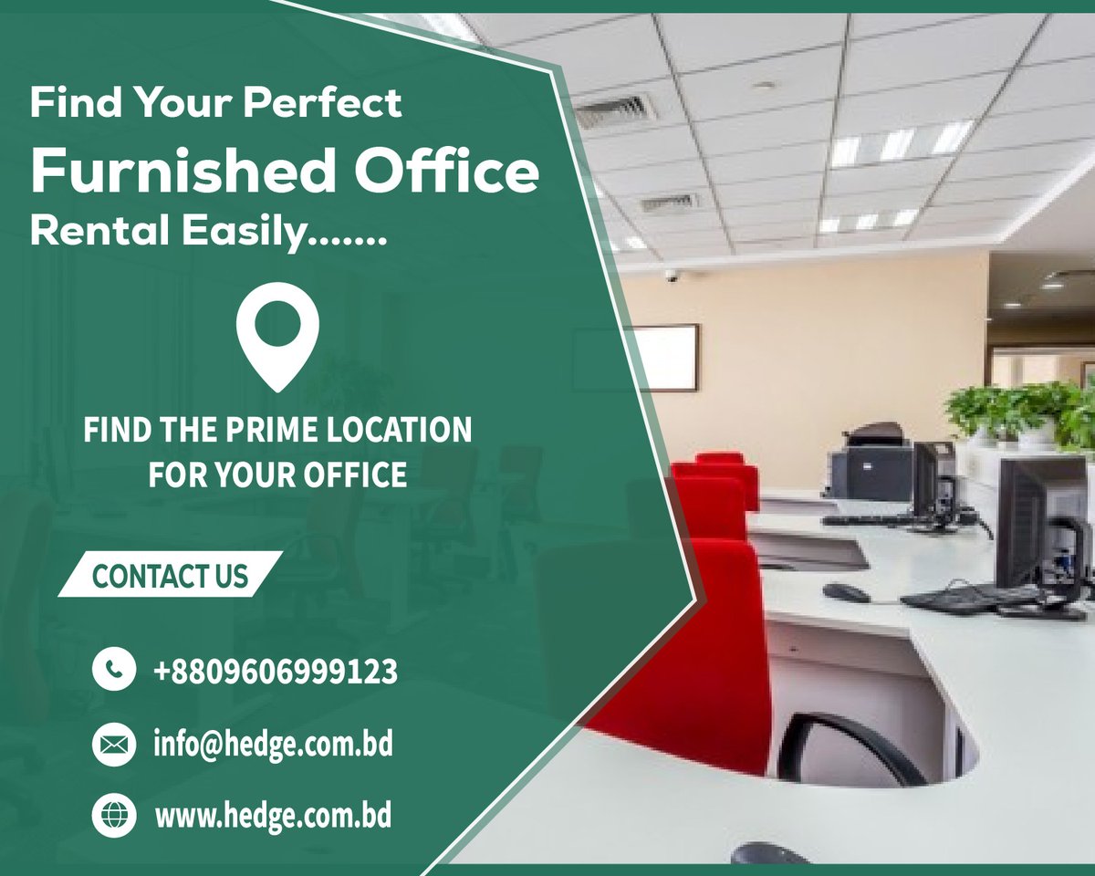 We have the perfect office space for you. All of our offices come equipped with comfortable furniture and all the amenities you need for a productive work environment. 
hedge.com.bd/serviced-offic…
#OfficeRental #FullyFurnished