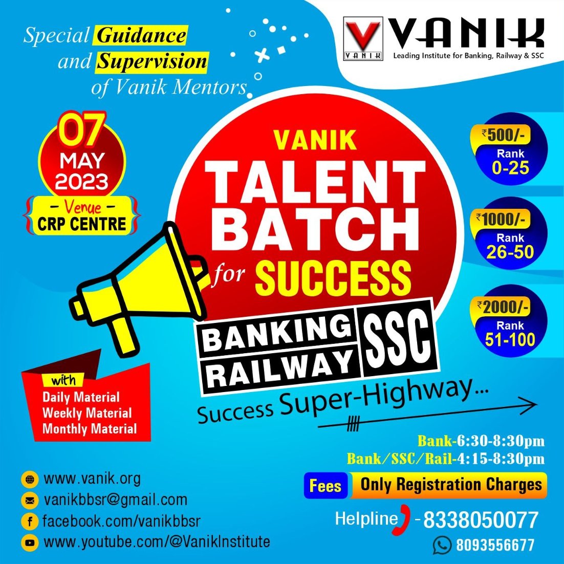 VanikEducation's tweet photo. CONNECT WITH US FOR MORE QUERIES..๐ฑ8338050077 || ๐ฑ 8093556677
.
.
.
#vanik #vanikcoaching #offlinetest #vanikofflineclass #scholarshipoffer #coaching #vanikoffer #talenttestvanik #bank #po #ssc #railway #vaniktalenttest #vanikias #talenttest2023 https://t.co/KppQ8p0msH