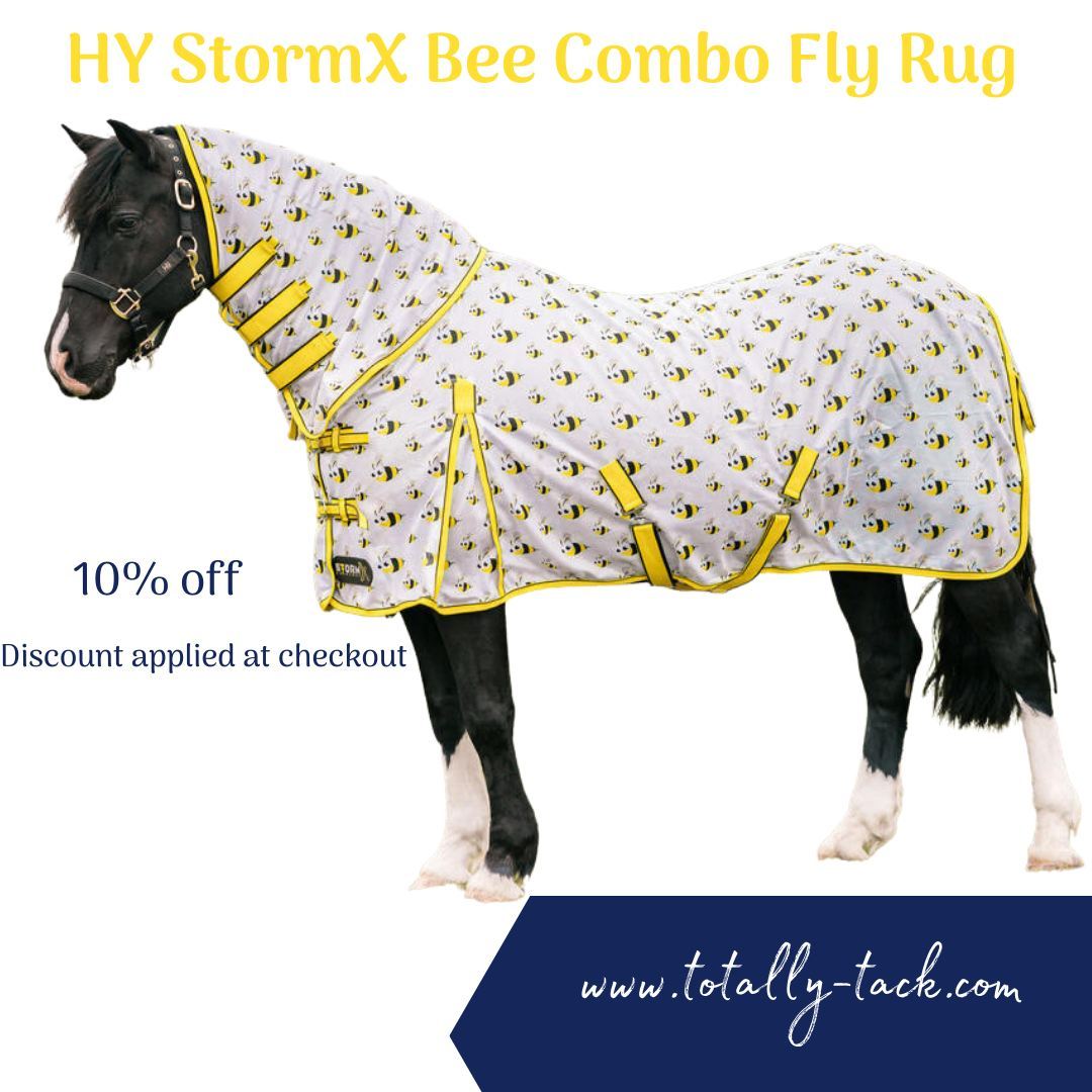 Totally_Tack's tweet photo. We are absolutely buzzing about this new Hy Equestrian fly rug! This protective fly rug is not only designed to keep flies and bugs away, but also features a bold and bright bumble bee print!
With 10% off its the perfect time to buy 🐴 https://t.co/itfQJWugha