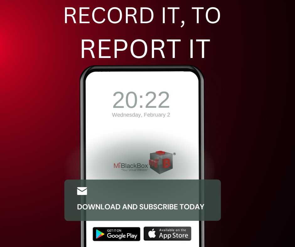 Abramjee's tweet photo. With the help of MiBlackBox, you & your loved ones will always be prepared in getting help quickly & safely. Only R14,99 pm. 

This is a must have personal safety and evidence app. 

With the high levels of crime, be proactive! 

Record and Report it! 

•Bribes •Bullying •Road Rage •Blue Light Gangs •GBV •Hijackings •Kidnappings,
etc. Get Help!!

Download now:  https://t.co/LdkMJVeYi4  or https://t.co/Fb4qLUpMID PT @MiBlackbox