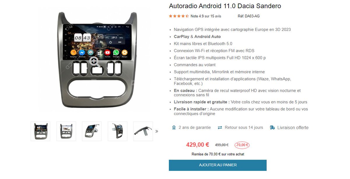 AdnGps's tweet photo. Autoradio Android 11.0 Dacia Sandero https://t.co/C7hAIMFhau