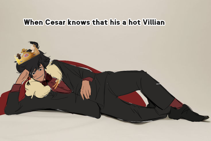 GambessMc's tweet photo. This is art that my friend's they're drawing for joke of my au... my friend forgot cesar's top hat... https://t.co/GaIS2jNPji