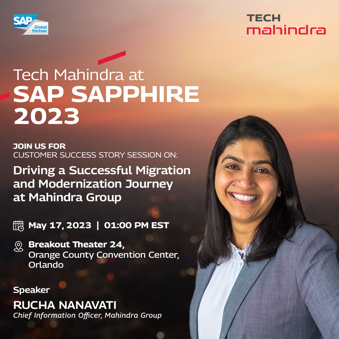 This SAP SAPPHIRE, join @Tech_Mahindra for an exclusive customer success story session on “Driving a successful migration & modernization journey at Mahindra Group” on 17th May, 2023!

Understand how @MahindraRise's #CloudModernization journey with Rise with SAP has changed the…