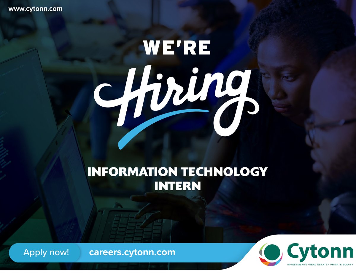 ehdande's tweet photo. For almost a decade, Cytonn has given fresh #graduates world-class training that has propelled them into successful careers. Zero experience preferred. We see this as our contribution to the market.

Cytonn Investments is looking for IT Management Interns to join our dynamic team https://t.co/kaOA3x5Hxh