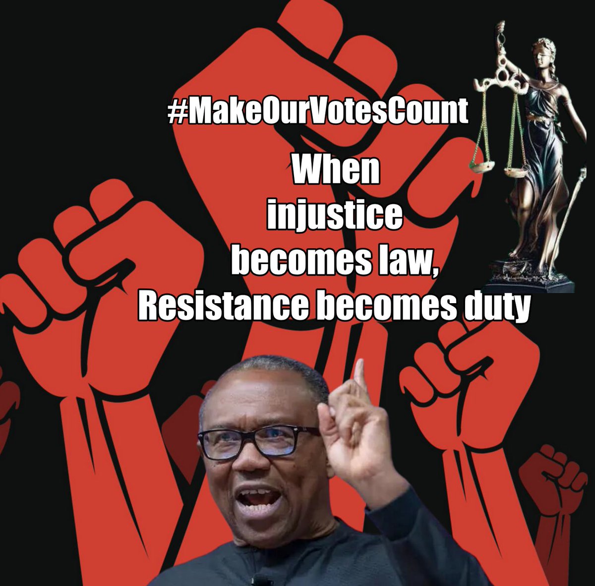 TruthGetingTold's tweet photo. On my judgment day, I will say in my defence that at least I didn't stand by in the face of injustice.  @MOVC_OSN  @ARISEtv  @PeterObi @NgLabour @PO_GrassRootM #MakeOurVotesCount @inecnigeria https://t.co/R95sSAjRIo