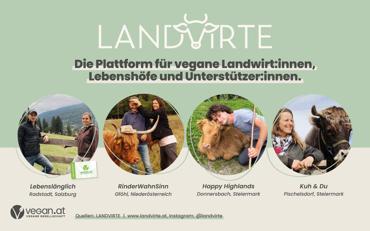 Das neue Projekt 'LANDVIRTE' ist da! ✌️🎉 2023 vom Lebenshof 'Projekt Lebenslänglich' ins Leben gerufen, bietet die Plattform für vegane Landwirt:innen und Lebenshöfe (oder jene, die es werden wollen). 🐮✨ Hier kommt ihr zu der neuen Anlaufstelle ➡ landvirte.at